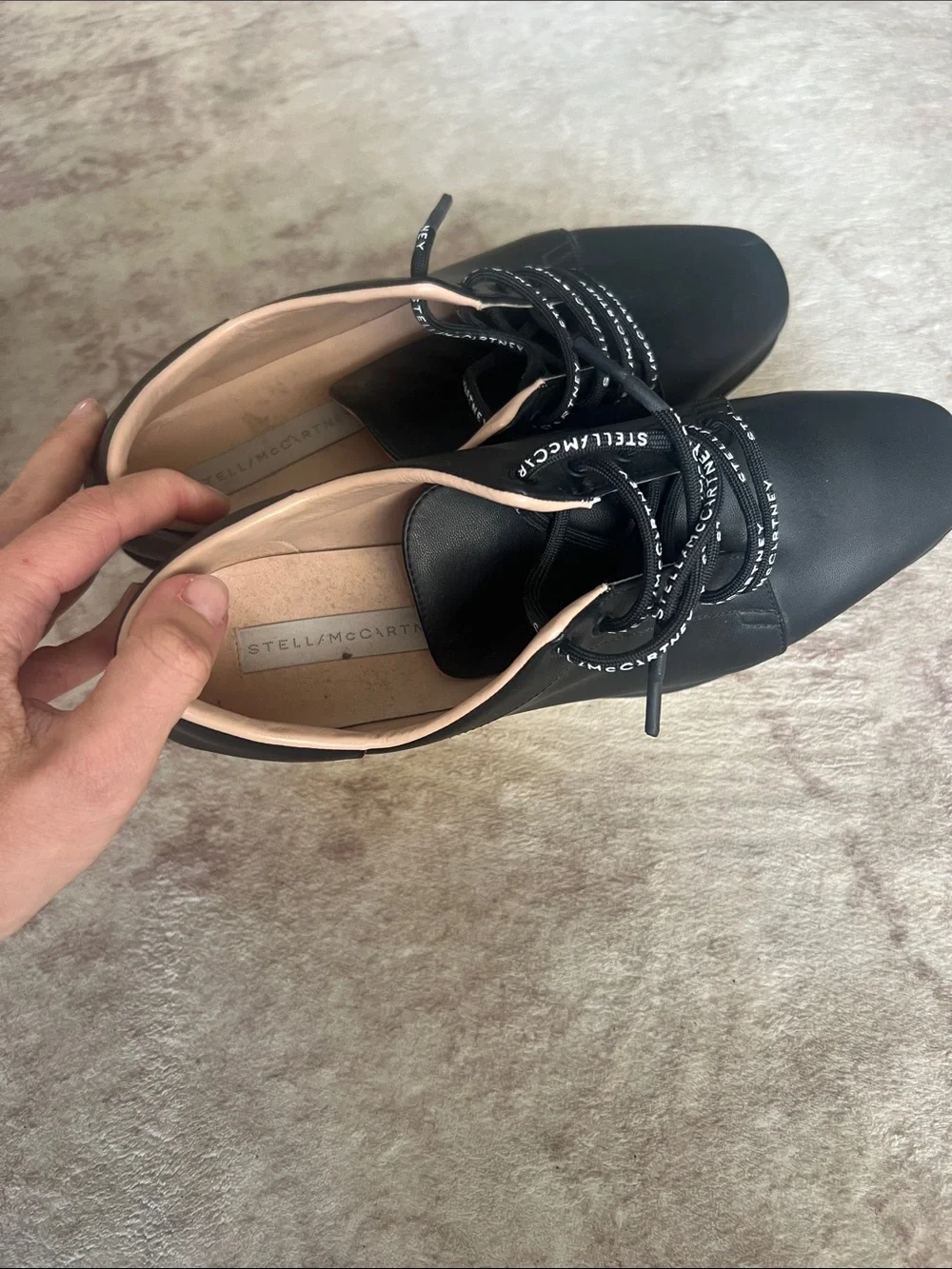 Stella McCartney Black Platform Sneakers with Pink & Yellow Layered Sole